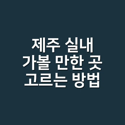 제주 실내 가볼 만한 곳 고르는 방법, 비 오는 날에도 동선 편하게 짜기 - 요약