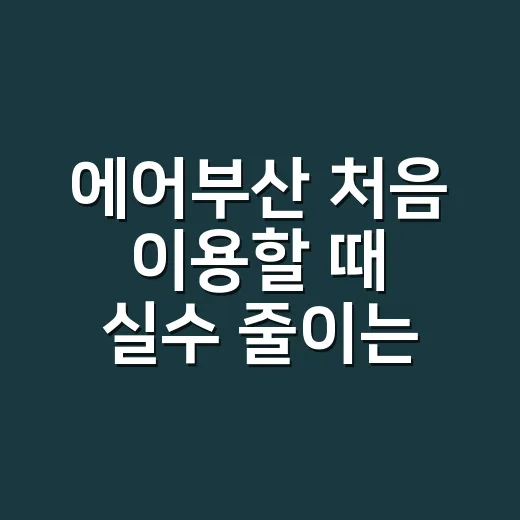 에어부산 처음 이용할 때 실수 줄이는 방법 - 요약