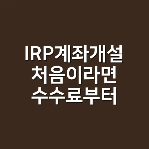 IRP계좌개설 처음이라면 수수료부터 납입한도까지 챙기는 방법 - 요약