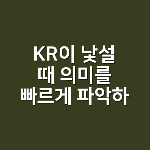 KR이 낯설 때 의미를 빠르게 파악하는 방법 - 요약