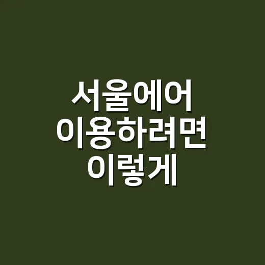 서울에어 이용하려면 이렇게 준비하면 편해요 - 요약