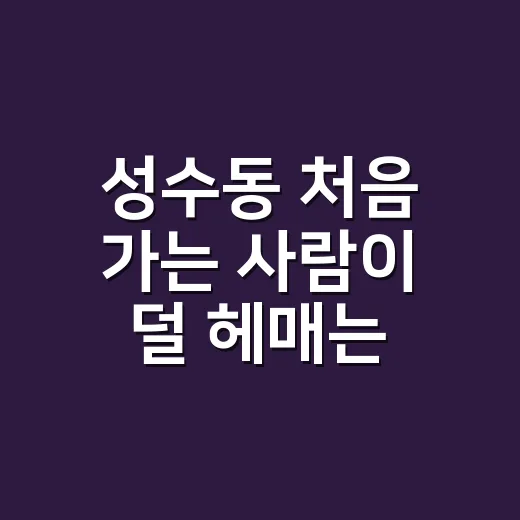 성수동 처음 가는 사람이 덜 헤매는 방법 - 요약