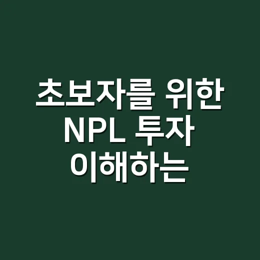 초보자를 위한 NPL 투자 이해하는 방법 - 요약