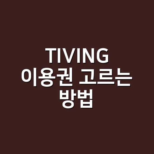 TIVING 이용권 고르는 방법: 혼자 볼 때와 가족이 함께 볼 때 선택 기준 - 요약