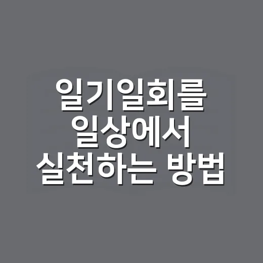 일기일회를 일상에서 실천하는 방법 - 요약