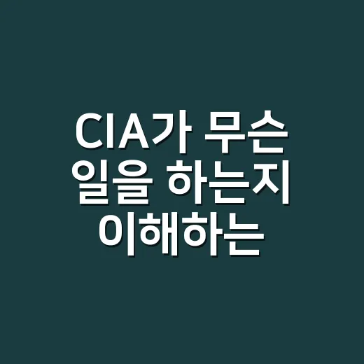 CIA가 무슨 일을 하는지 이해하는 방법 - 요약