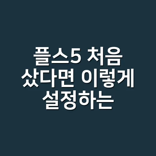플스5 처음 샀다면 이렇게 설정하는 방법 - 요약