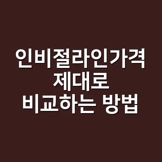 인비절라인가격 제대로 비교하는 방법 - 요약