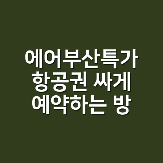 에어부산특가 항공권 싸게 예약하는 방법 - 요약