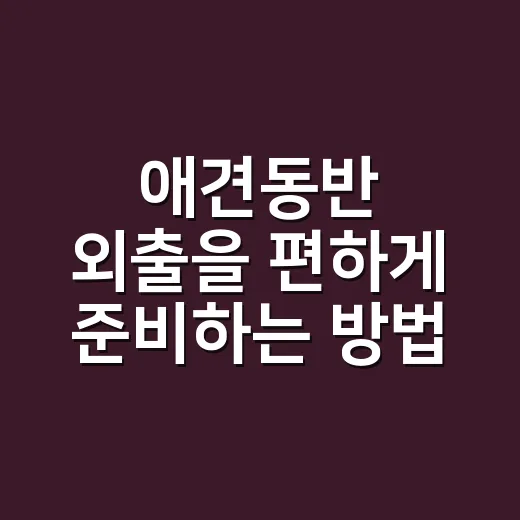 애견동반 외출을 편하게 준비하는 방법 - 요약