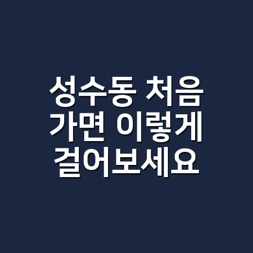 성수동 처음 가면 이렇게 걸어보세요 - 요약