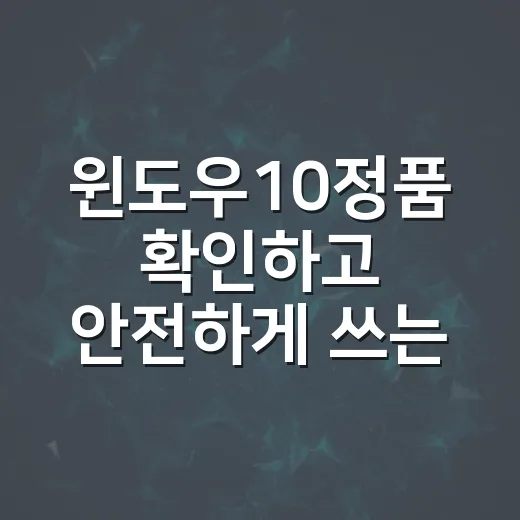 윈도우10정품 확인하고 안전하게 쓰는 방법 - 요약