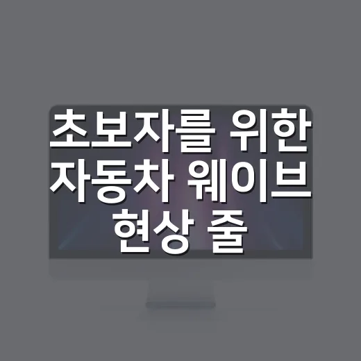 초보자를 위한 자동차 웨이브 현상 줄이는 방법 - 요약