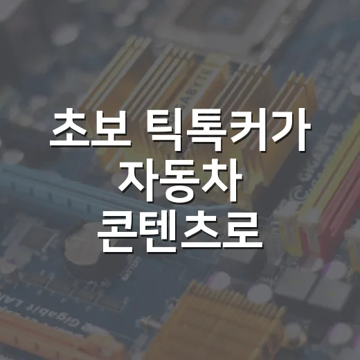 초보 틱톡커가 자동차 콘텐츠로 팔로워 늘리는 방법 - 요약