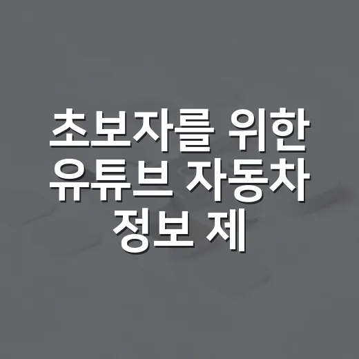 초보자를 위한 유튜브 자동차 정보 제대로 고르는 방법 - 요약