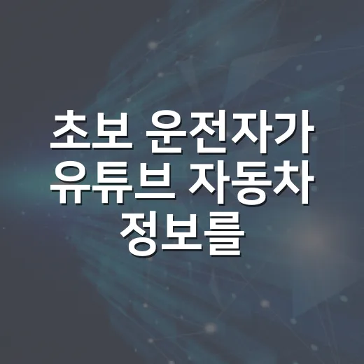 초보 운전자가 유튜브 자동차 정보를 제대로 고르는 방법 - 요약