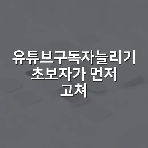 유튜브구독자늘리기 초보자가 먼저 고쳐야 할 채널 운영 방법 - 요약