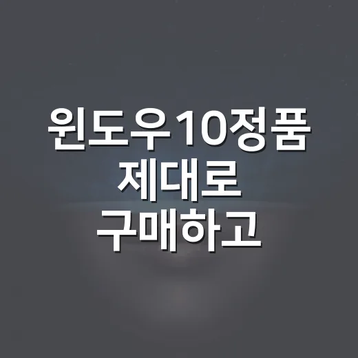 윈도우10정품 제대로 구매하고 인증까지 끝내는 방법 - 요약