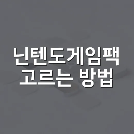 닌텐도게임팩 고르는 방법, 처음 사는 사람도 후회 줄이는 기준