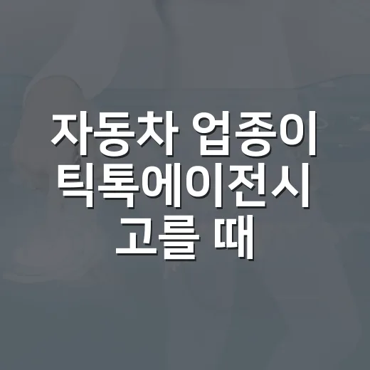 자동차 업종이 틱톡에이전시 고를 때 실패 줄이는 방법 - 요약