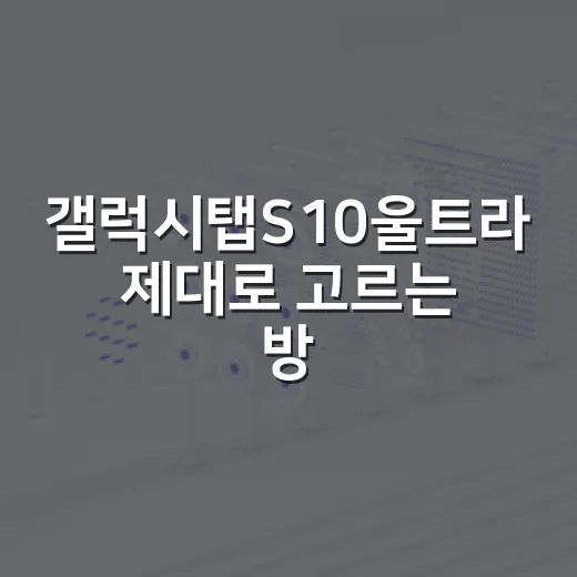 갤럭시탭S10울트라 제대로 고르는 방법, 화면·성능·용도별 선택 기준 - 요약