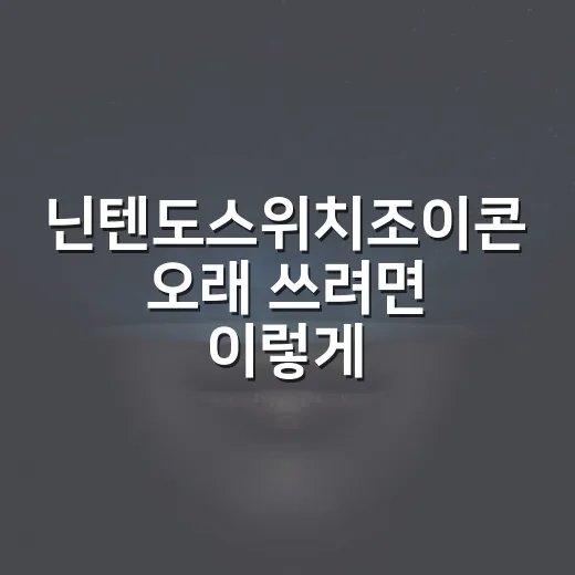 닌텐도스위치조이콘 오래 쓰려면 이렇게 관리하는 방법 - 요약
