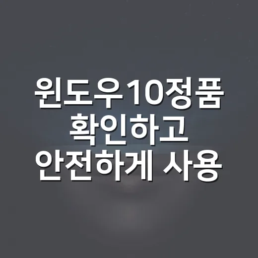 윈도우10정품 확인하고 안전하게 사용하는 방법 - 요약