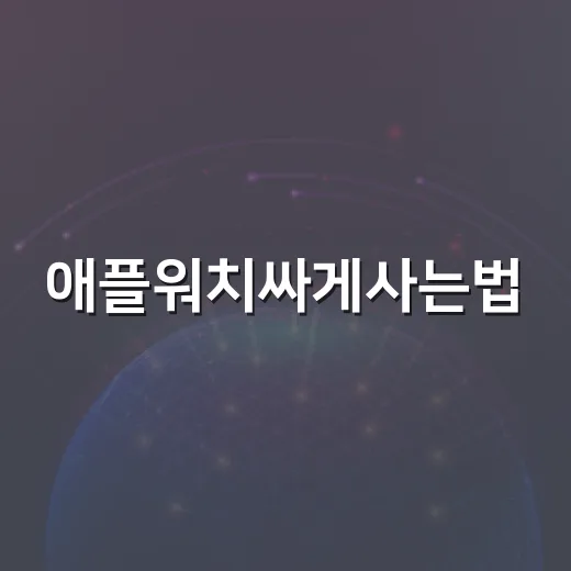 애플워치싸게사는법, 신제품부터 중고까지 손해 덜 보는 구매 방법 - 요약