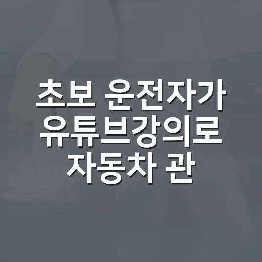 초보 운전자가 유튜브강의로 자동차 관리 배우는 방법 - 요약
