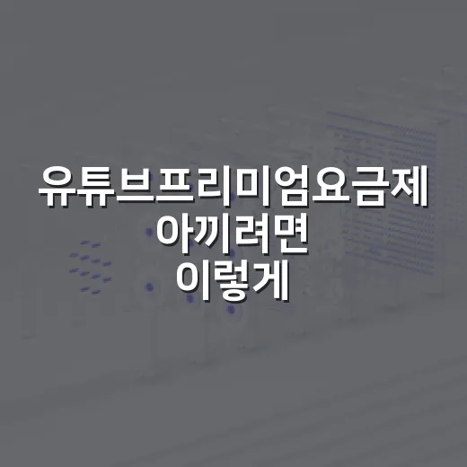 유튜브프리미엄요금제 아끼려면 이렇게 고르는 방법 - 요약