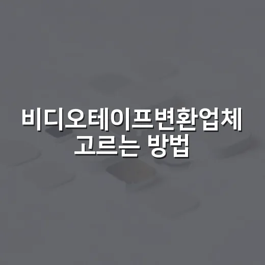 비디오테이프변환업체 고르는 방법, 오래된 가족 영상을 맡기기 전 확인할 것 - 요약