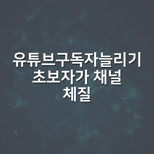 유튜브구독자늘리기 초보자가 채널 체질부터 바꾸는 방법 - 요약