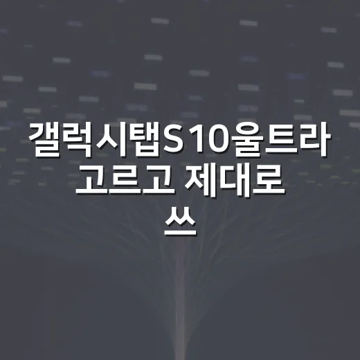 갤럭시탭S10울트라 고르고 제대로 쓰는 방법 - 요약