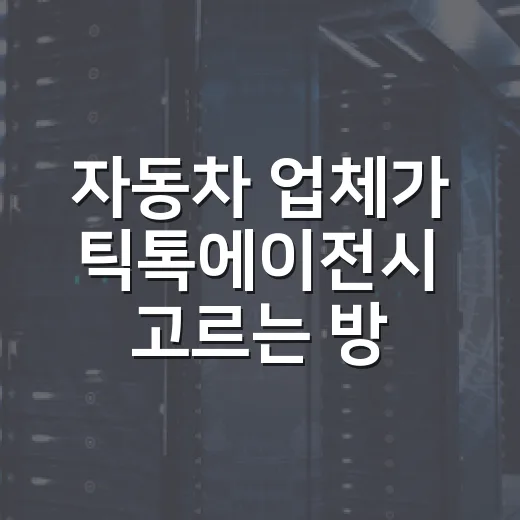 자동차 업체가 틱톡에이전시 고르는 방법 - 요약
