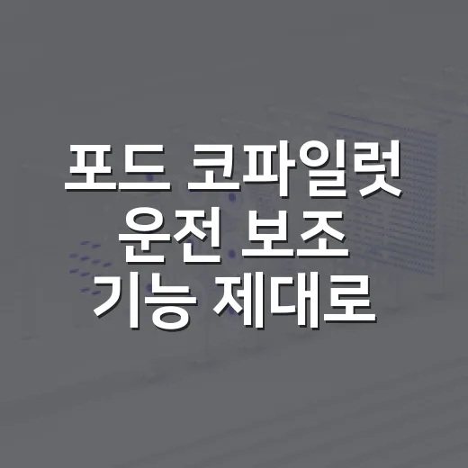 포드 코파일럿 운전 보조 기능 제대로 쓰는 방법 - 요약
