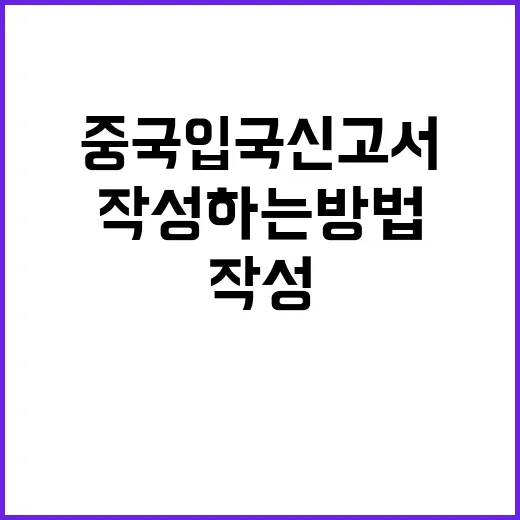 중국 입국신고서를 작성하는 방법