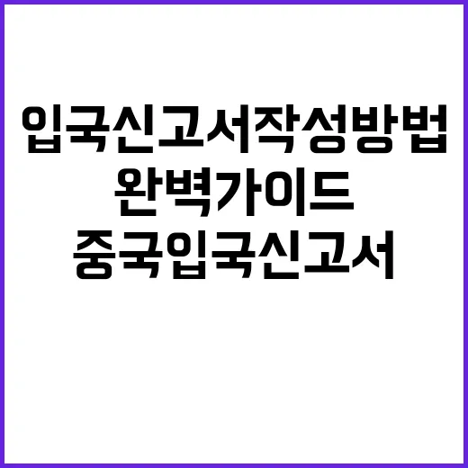 중국 입국신고서 작…