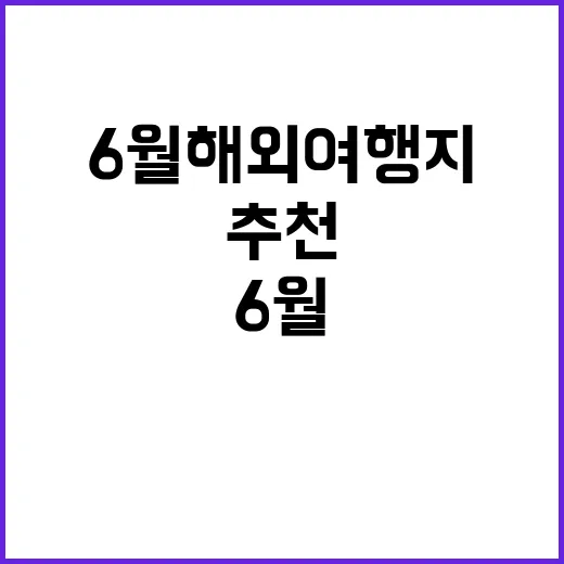 6월 해외여행지를 …