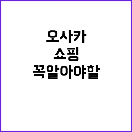 오사카에서 쇼핑할 때 꼭 알아야 할 것들