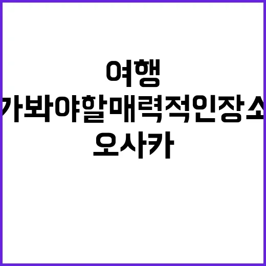 오사카 여행: 꼭 가봐야 할 매력적인 장소들