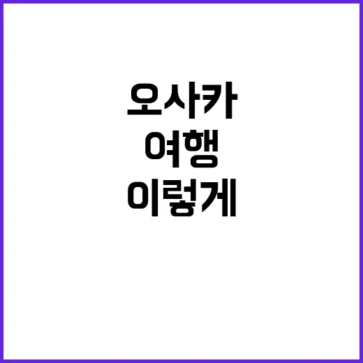 오사카 여행, 이렇게 준비하면 완벽해요!
