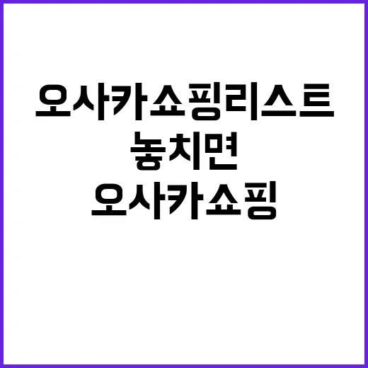 오사카 쇼핑리스트:…