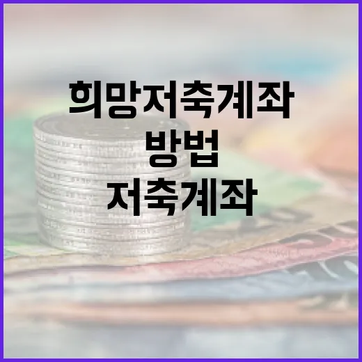 희망저축계좌를 활용하는 방법 - 요약