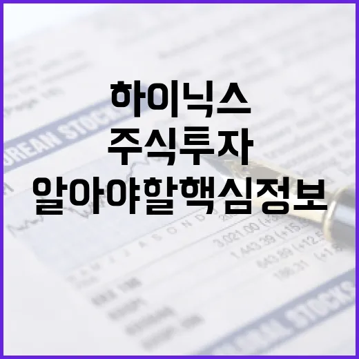 하이닉스 주식 투자 시 알아야 할 핵심 정보 - 요약