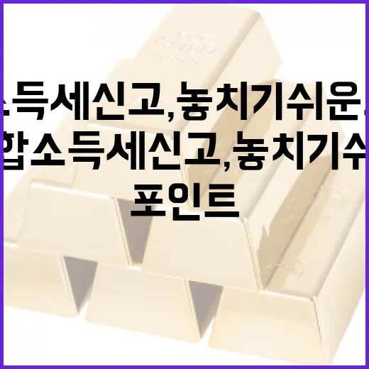 종합소득세 신고, 놓치기 쉬운 포인트 잡기 - 요약