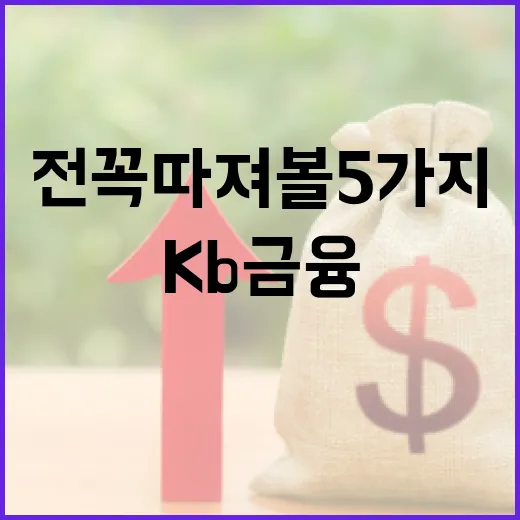 KB금융 이용 전 꼭 따져볼 5가지 숫자 - 요약
