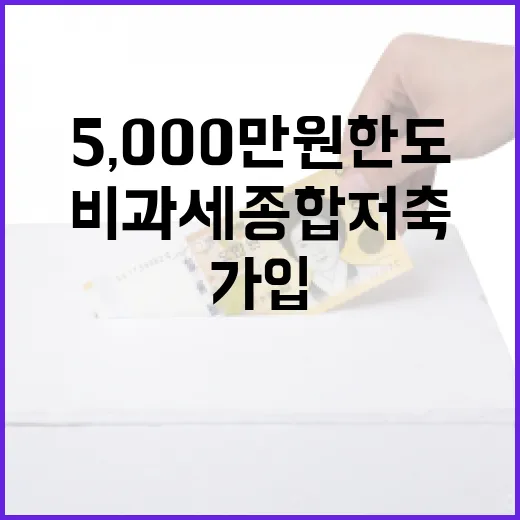 비과세종합저축 5,000만원 한도, 가입 전 꼭 보는 4가지 숫자 - 요약