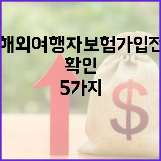 해외여행자보험 가입 전 꼭 확인할 5가지 숫자 - 요약