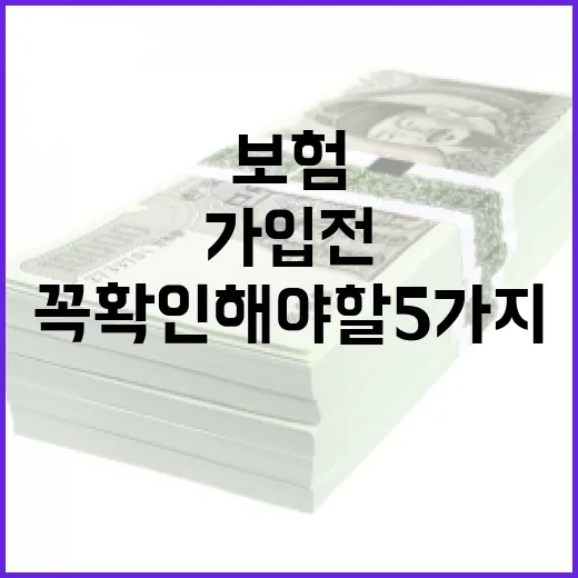 보험 가입 전 꼭 확인해야 할 5가지 숫자 - 요약