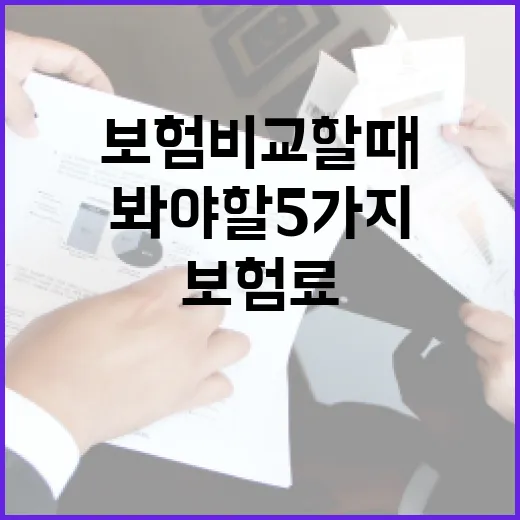 보험비교할 때 보험료보다 먼저 봐야 할 5가지 숫자 - 요약